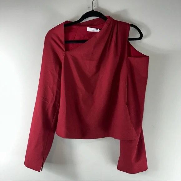Jonathan Simkhai Cutout Crepe De Chine Top in Crimson Size 6 - Picture 2 of 11